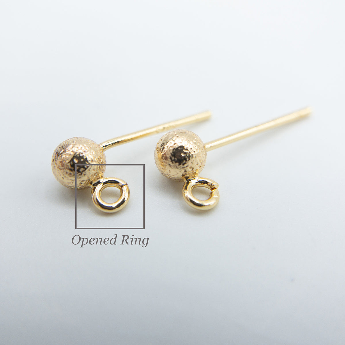 Ball Posts Stud Earring Findings in 18K Gold Plating, STARDUST Finish, 4mm Ball with Loop, Nickel Free, FINAL SALE Packs of 10 Pieces (BRER-0025G)