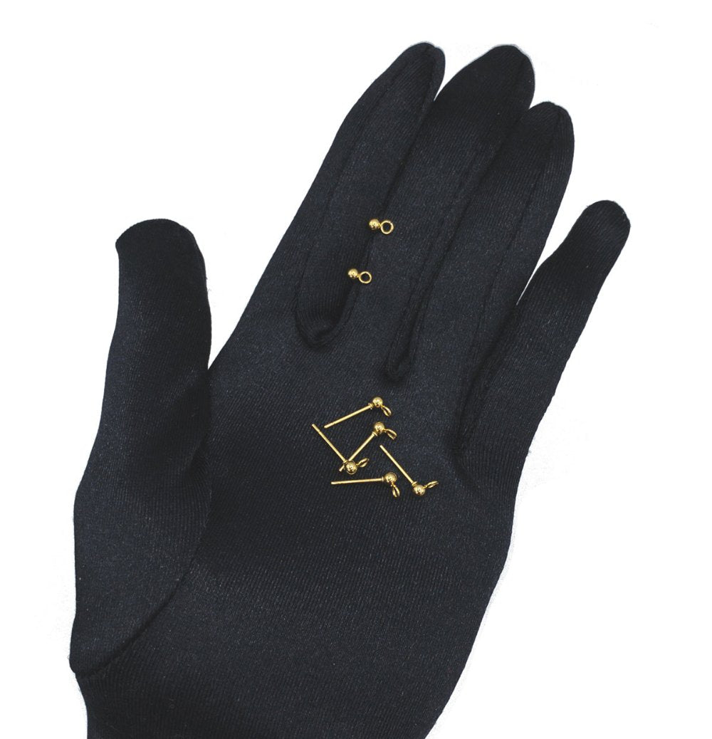 Ball Stud Earring Findings with Loop for Jewelry Making, 3mm Ball, 18K Gold Plated, Stainless Steel Earring Findings, With Ear Nuts, Retail Wholesale (STER-0013AG)