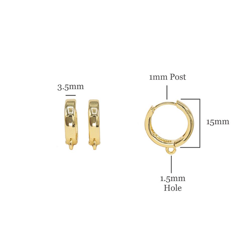 Huggie Hoop One-Touch Hoop Earring Findings in 18K Gold Plating