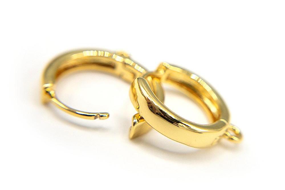 Huggie Hoop One-Touch Hoop Earring Findings in 18K Gold Plating