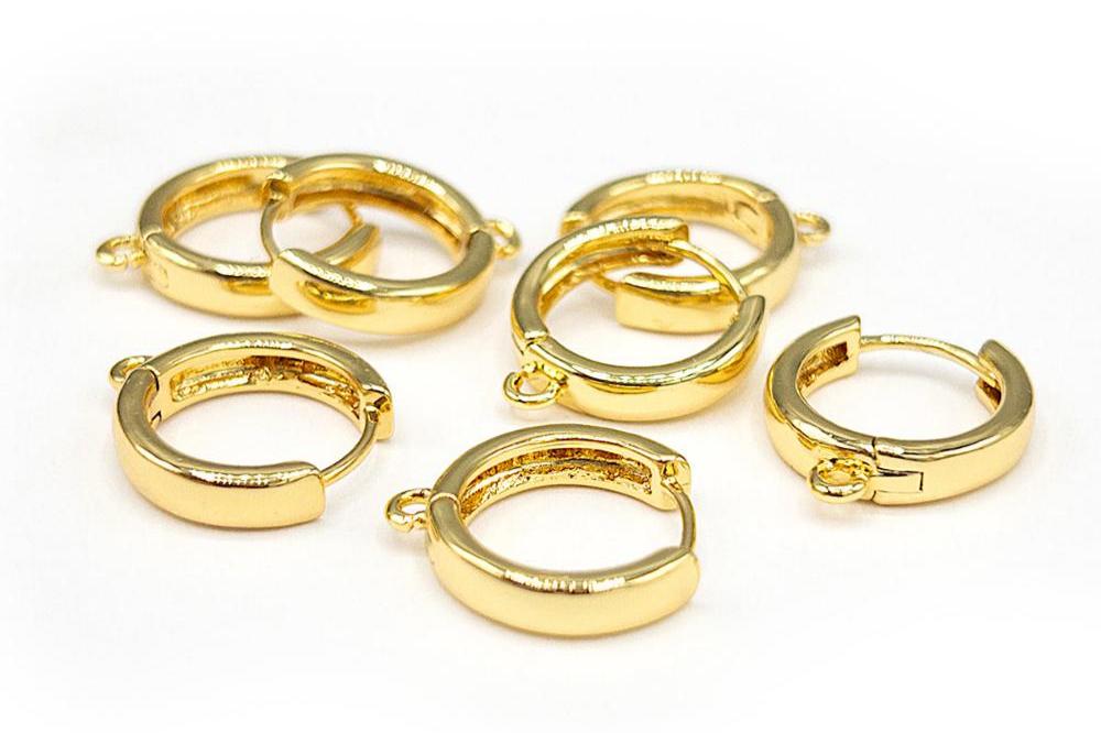 Huggie Hoop One-Touch Hoop Earring Findings in 18K Gold Plating