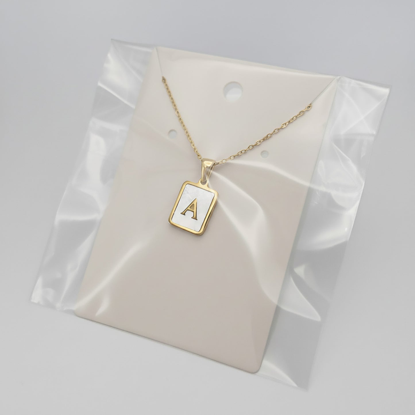 Mother of Pearl Initial Necklace (A–Z), Non-allergy Stainless Steel in Long Lasting & Waterproof 18K Gold 16-inch Cable Chain with Extender