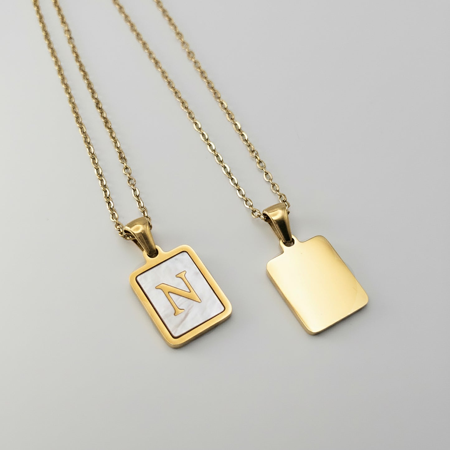 Mother of Pearl Initial Necklace (A–Z), Non-allergy Stainless Steel in Long Lasting & Waterproof 18K Gold 16-inch Cable Chain with Extender