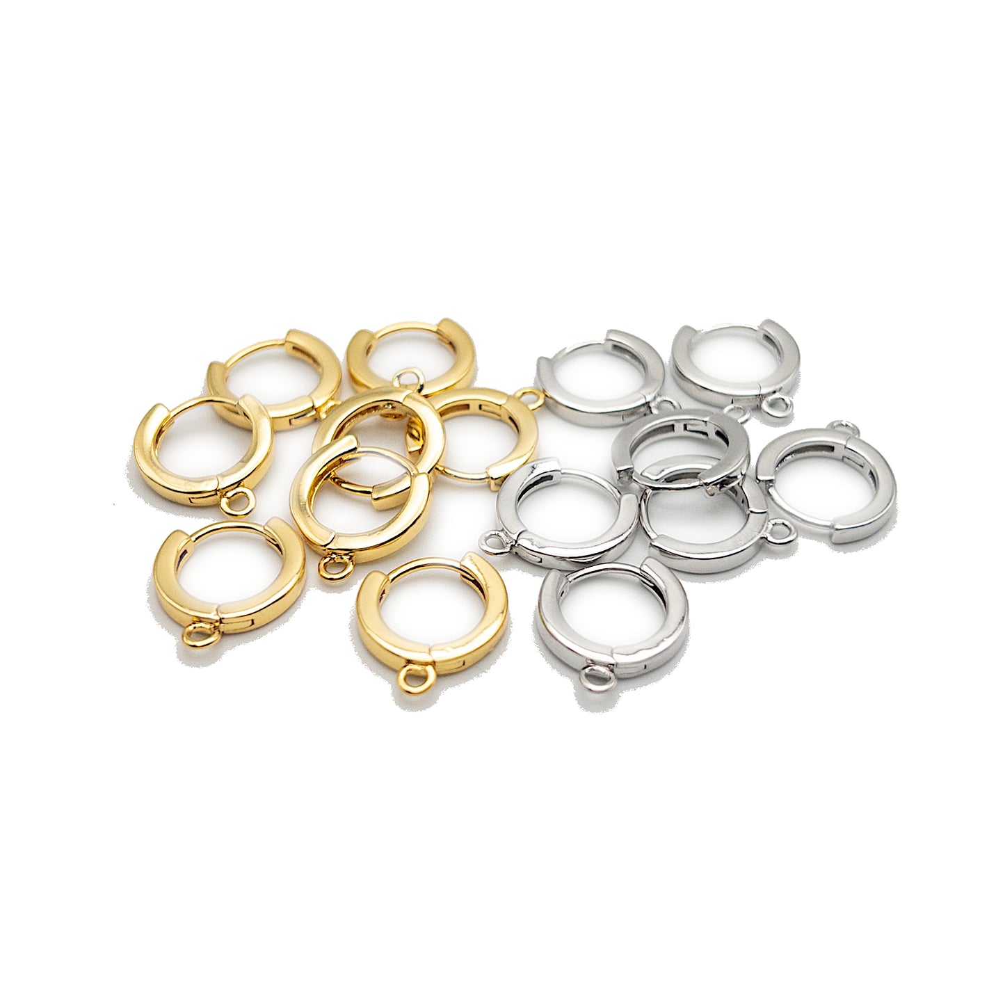 Small Huggie Hoop Earring Findings in 18K Gold Plating, Earring Hoop with Loop, Nickle Free, Lead Free, Hypoallergenic WHOLESALE Jewelry Findings