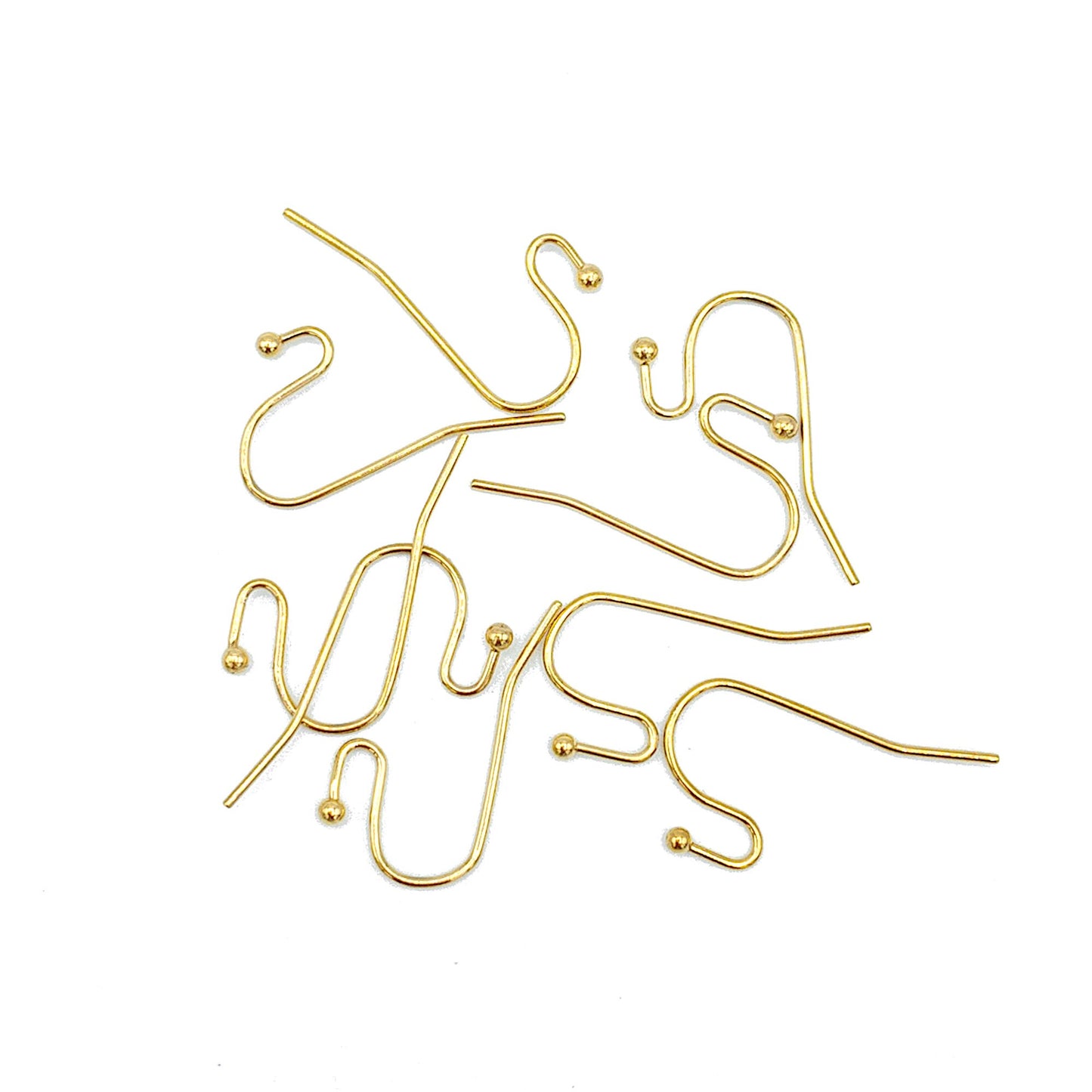Earring Hook Findings, 10PCs+ Hypoallergenic Stainless Steel Earring Wire with 2mm Stopper Ball, Anti-tarnish 18K Gold Plated or Steel Color