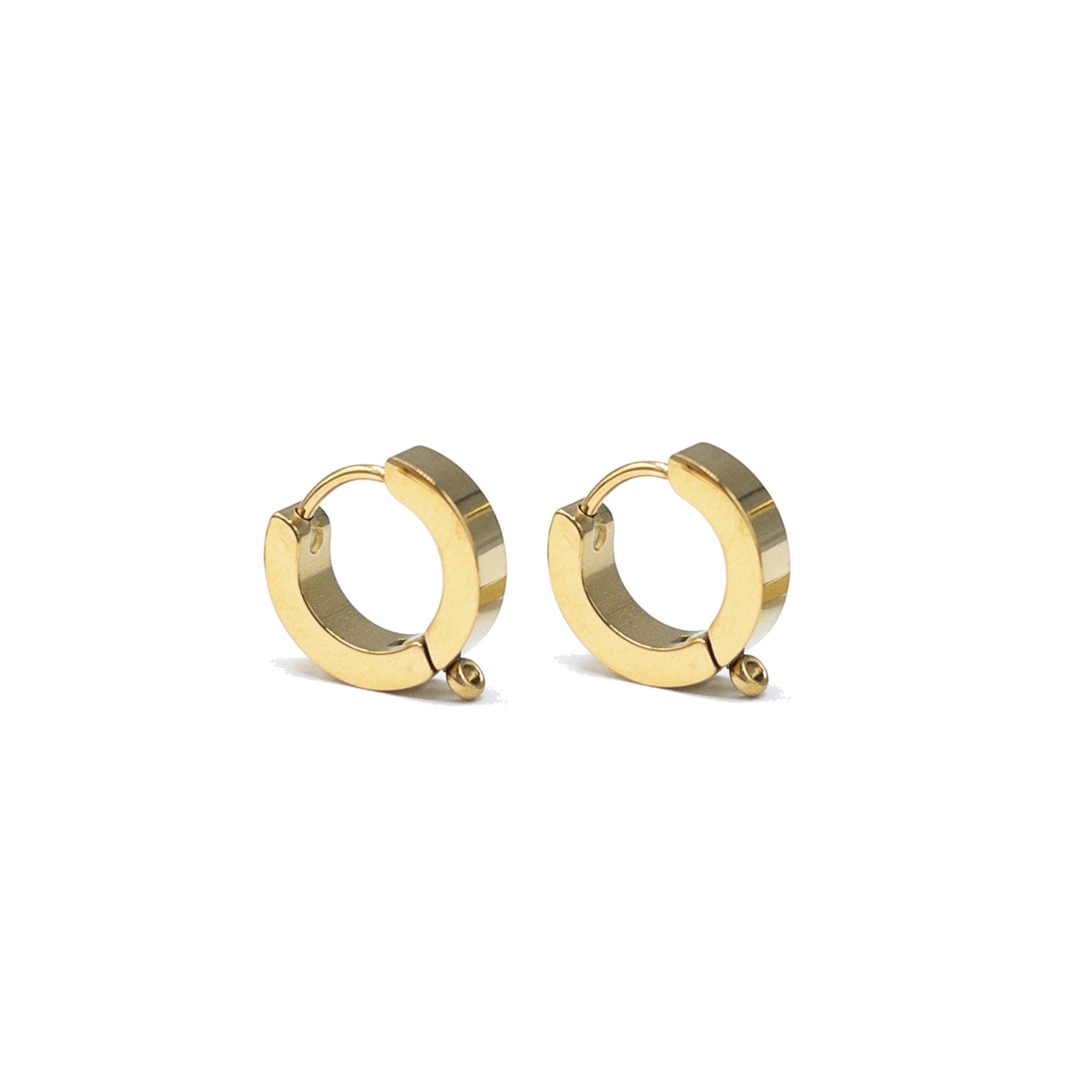 Hoop Earring Findings, 4PCs+ Hypoallergenic Steel Huggie Hoop Earring Blanks with Attach Loop in Anti-tarnish 18K PVD Gold or Steel Finish