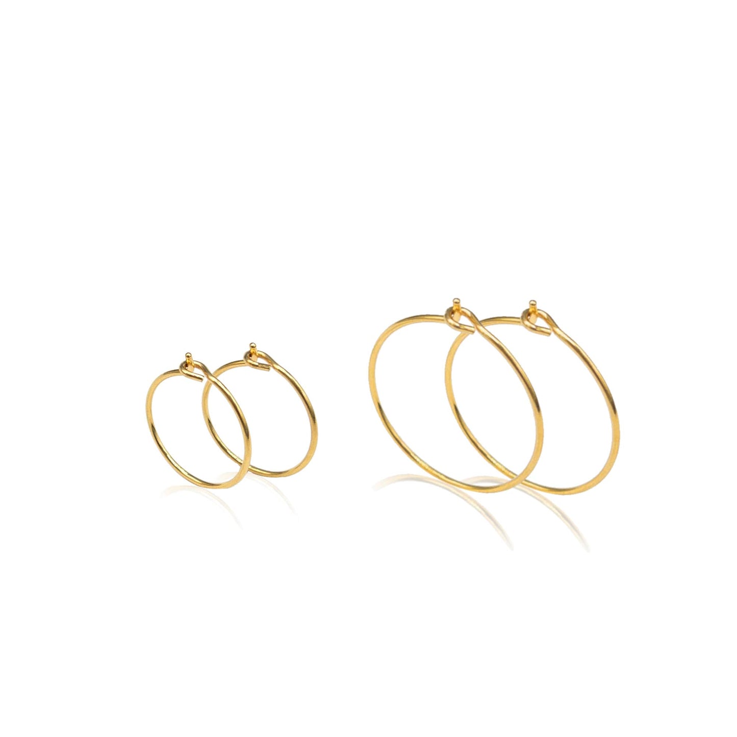 HOOP Earrings, 10PCs+ Hypoallergenic Surgical Steel Wine Glass Earring in 18K PVD Gold Plating and Polished Tip, 15 and 20mm, US Seller