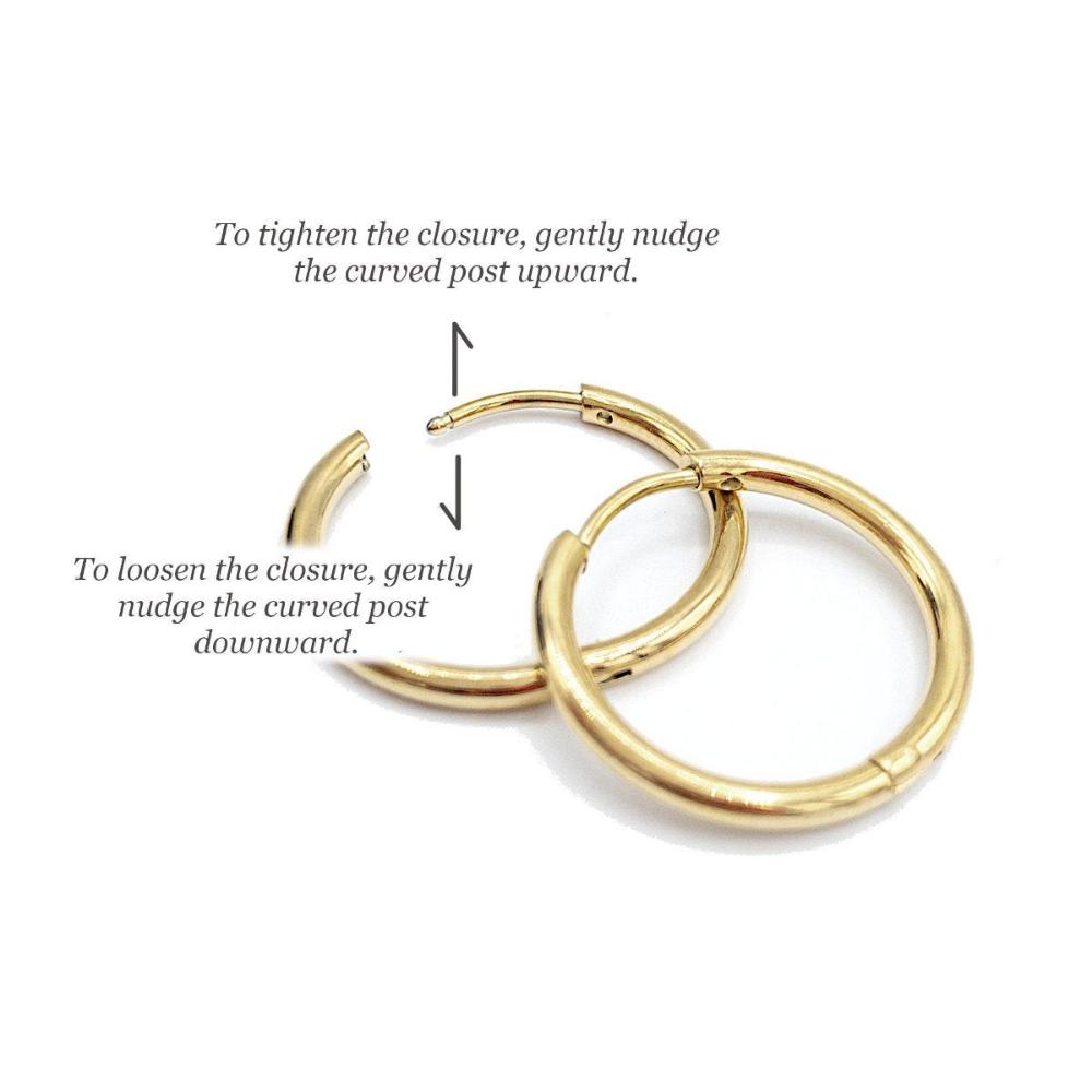 Pearl Huggie Hoop Earring Findings, One-Touch Hoop in Anti-Tarnish 18K Gold Plating, Earring Hoop with Ring/ Loop, Nickel & Lead Free - UniqueBeadsNY