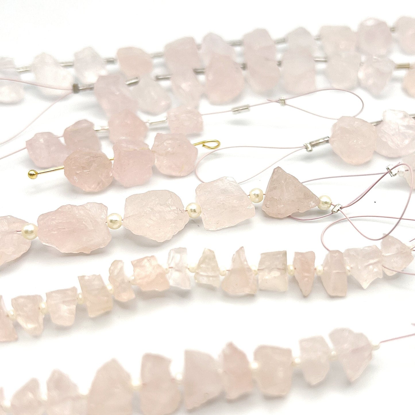 Raw Rose Quartz Gemstone, Rough Cut October Birthstone, Loose Pink Crystal Gemstone Beads, FINAL SALE by Bundle of 120+ Pieces - UniqueBeadsNY