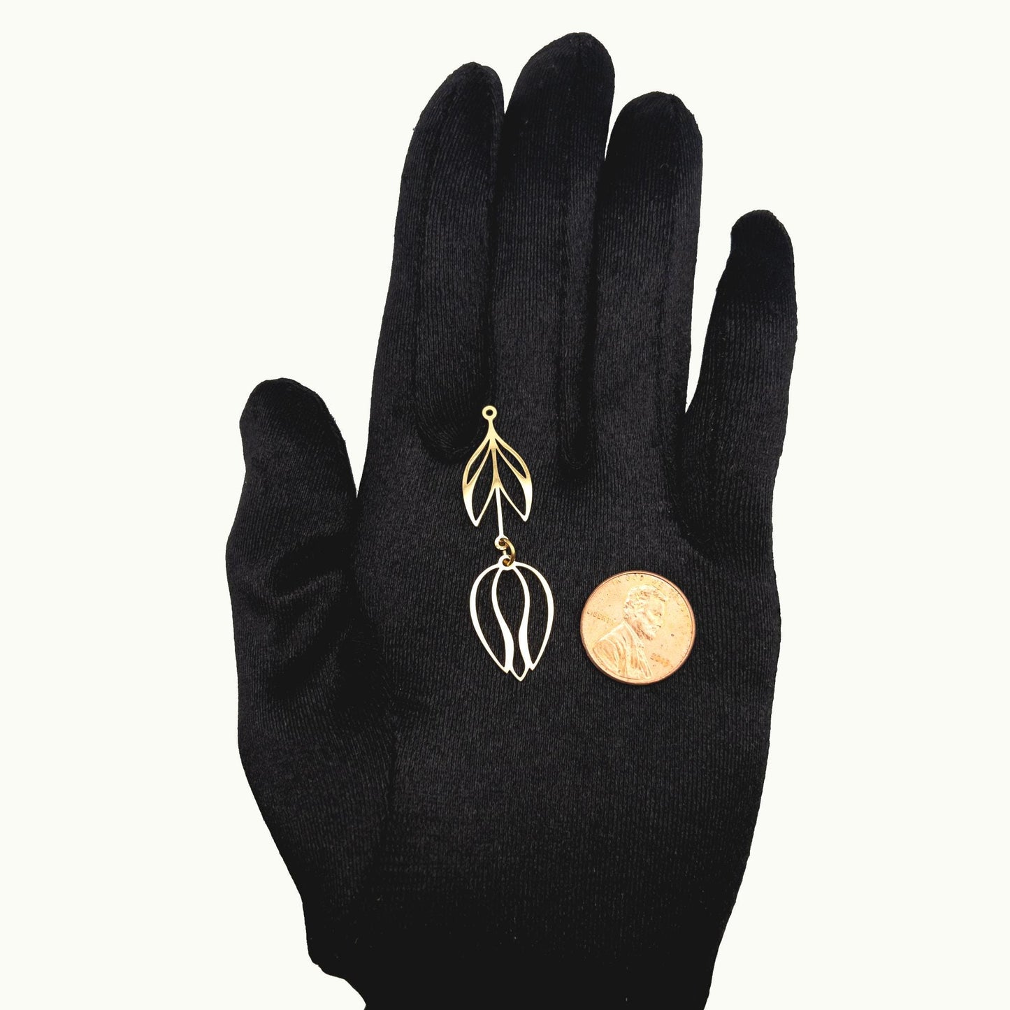 Tulip Flower Pendants, Metal Bezel Frame Settings for UV Resin Jewelry and Clay Jewelry, Floral Resin Jewelry, 316L Steel, PVD Gold Plated