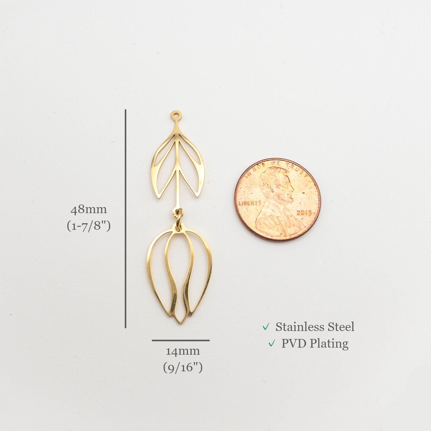 Tulip Flower Pendants, Metal Bezel Frame Settings for UV Resin Jewelry and Clay Jewelry, Floral Resin Jewelry, 316L Steel, PVD Gold Plated