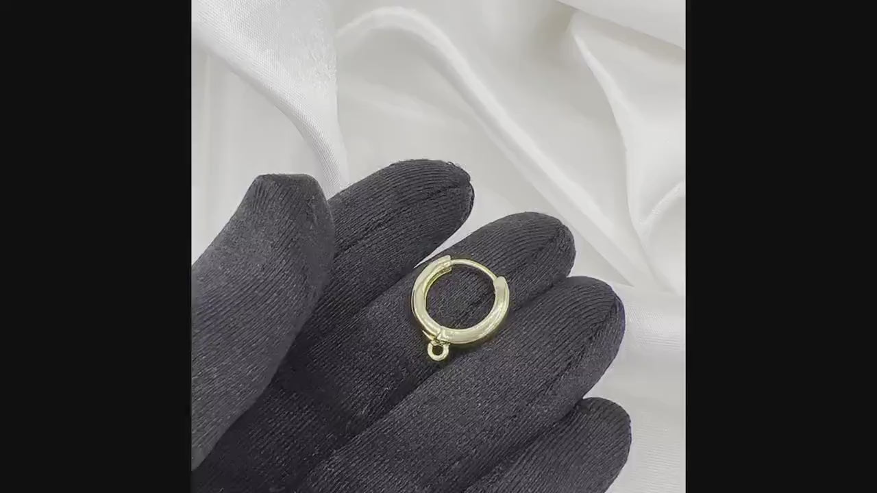 Huggie Hoop Earring Findings in 18K Gold Plating, One-Touch Hoop with Attachment Ring, Nickle Lead Free, Retail & Wholesale (BRSSER-0023G)