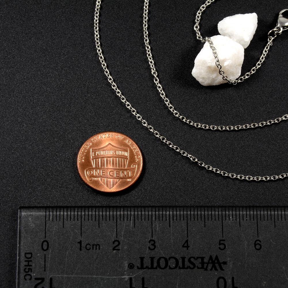 Necklace Cable Chain in 16", 20", 18" or 24", with 1" Extender and Lobster, Wholesale Stainless Steel Chain Necklace (CNST001-24-S) - UniqueBeadsNY