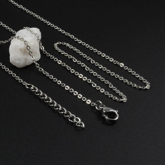 Necklace Cable Chain in 16", 20", 18" or 24", with 1" Extender and Lobster, Wholesale Stainless Steel Chain Necklace (CNST001-24-S) - UniqueBeadsNY