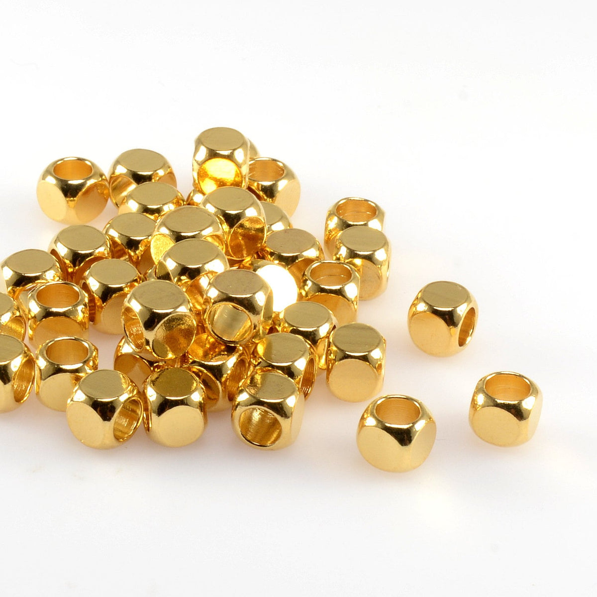 Cube Jewelry Beads in 22K GOLD Plating, 5mm with 3.6mm Large Hole, Squ –  UniqueBeadsNY