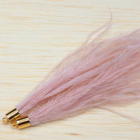 Ostrich Feather Jewelry Tassel in LIGHT PINK for Jewelry Making and Crafts, 2 PCs (FOBS001-LPK)