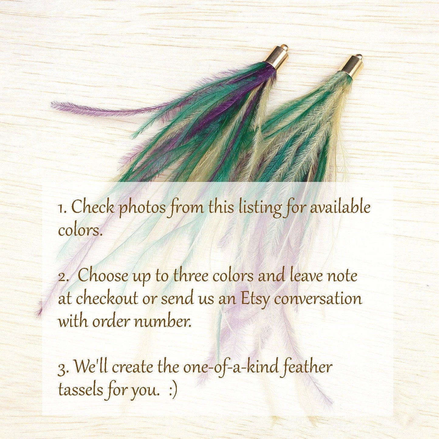 Custom Color Ostrich Feather Tassel Pendants, Customized Feather Pendant for Earrings and DIY jewelries - UniqueBeadsNY