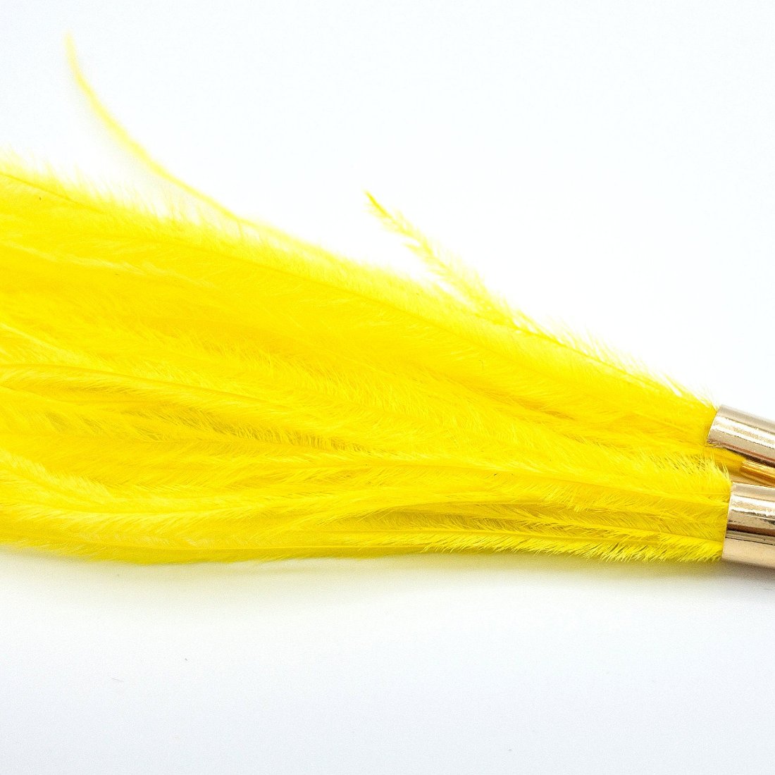 Ostrich Feather Jewelry Tassel in BRIGHT YELLOW for Jewelry Making and Crafts, 2 PCs (FOBS001-YL) - UniqueBeadsNY