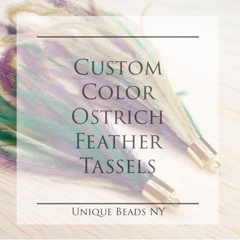 Custom Color Ostrich Feather Tassel Pendants, Customized Feather Pendant for Earrings and DIY jewelries - UniqueBeadsNY