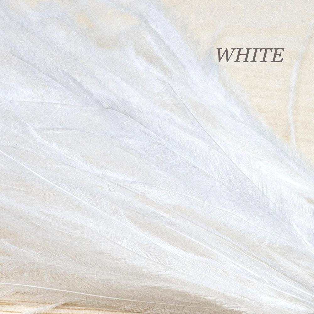 Ostrich Feather Earrings, Long Feather Earrings, Boho Feather Earrings in White, Ivory and Champagne Colors. (E016-G) - UniqueBeadsNY