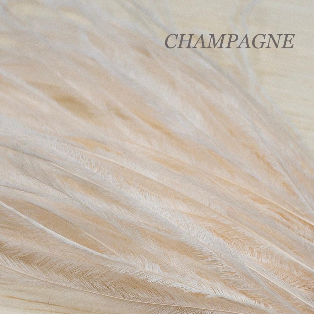 Ostrich Feather Earrings, Long Feather Earrings, Boho Feather Earrings in White, Ivory and Champagne Colors. (E016-G) - UniqueBeadsNY