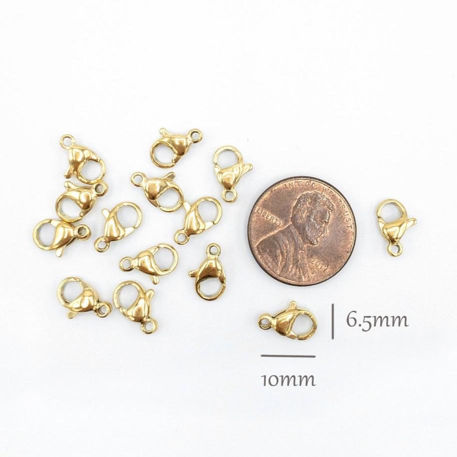 Lobster Claw Clasp for Jewelry Making and Crafting, 304 Stainless Steel Lobster Plated in Gold and Steel Color, Retail & Wholesale (SSF002) - UniqueBeadsNY