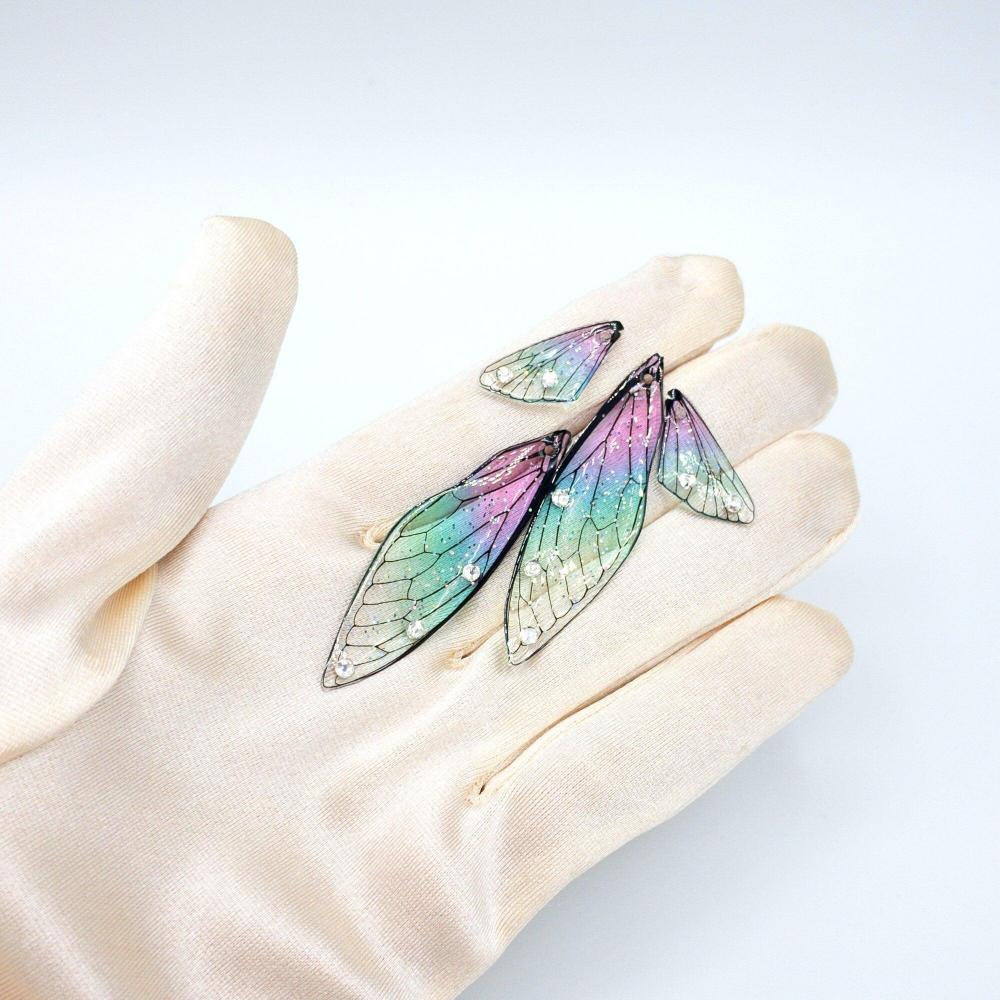 Fairy Wings with Glitters and Clear Rhinestones for Crafts, Ornament and Jewelry Making (W001) - UniqueBeadsNY
