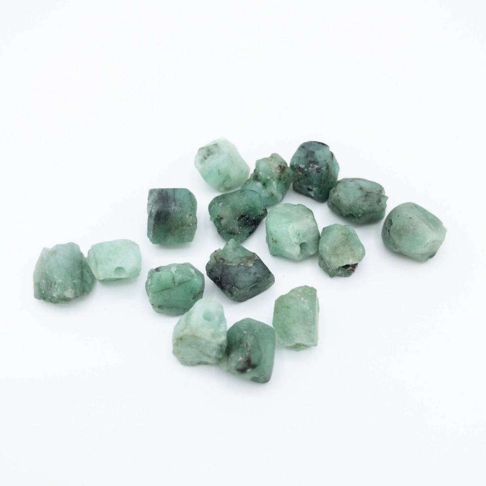 Raw EMERALD Gemstone, Dainty MAY Birthstone, 1mm Hole Center Drill, Heart Chakra Healing Crystal, Loose Gemstone Retail & Wholesale (G05RAW) - UniqueBeadsNY