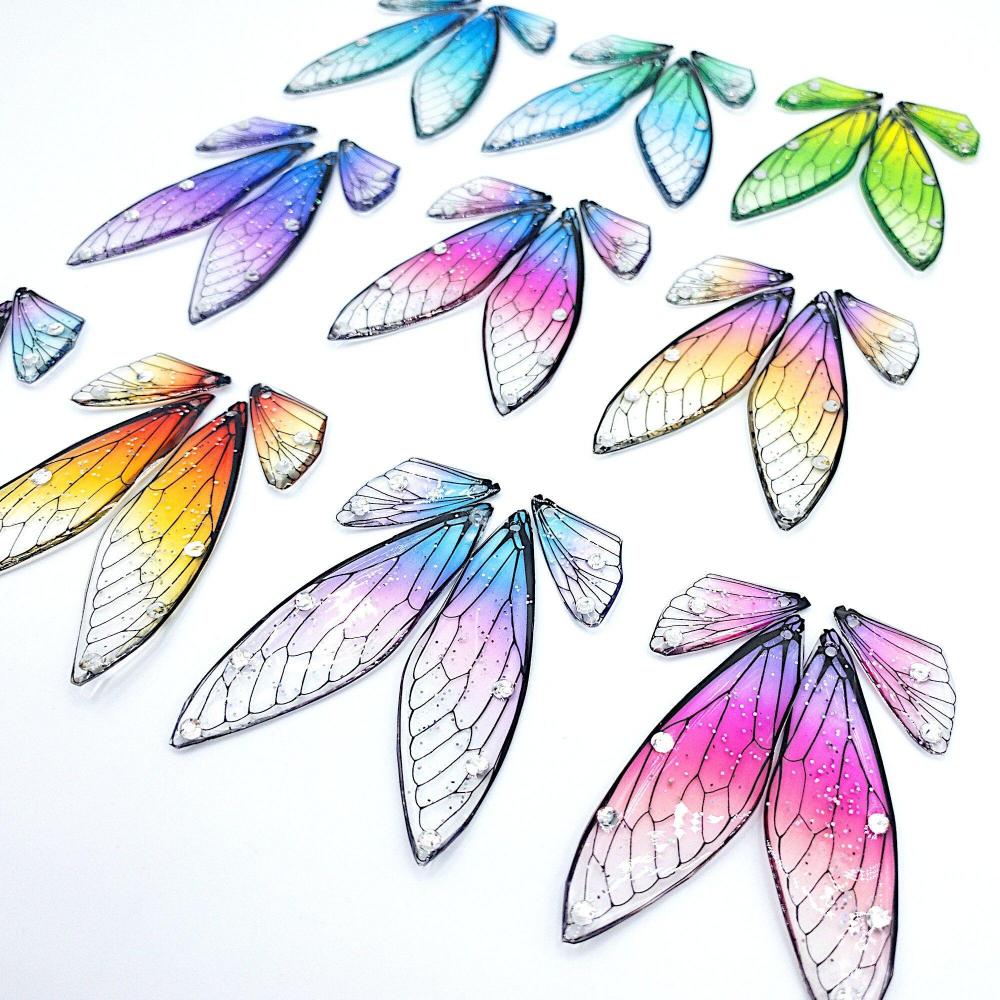 Fairy Wings with Glitters and Clear Rhinestones for Crafts, Ornament and Jewelry Making (W001) - UniqueBeadsNY