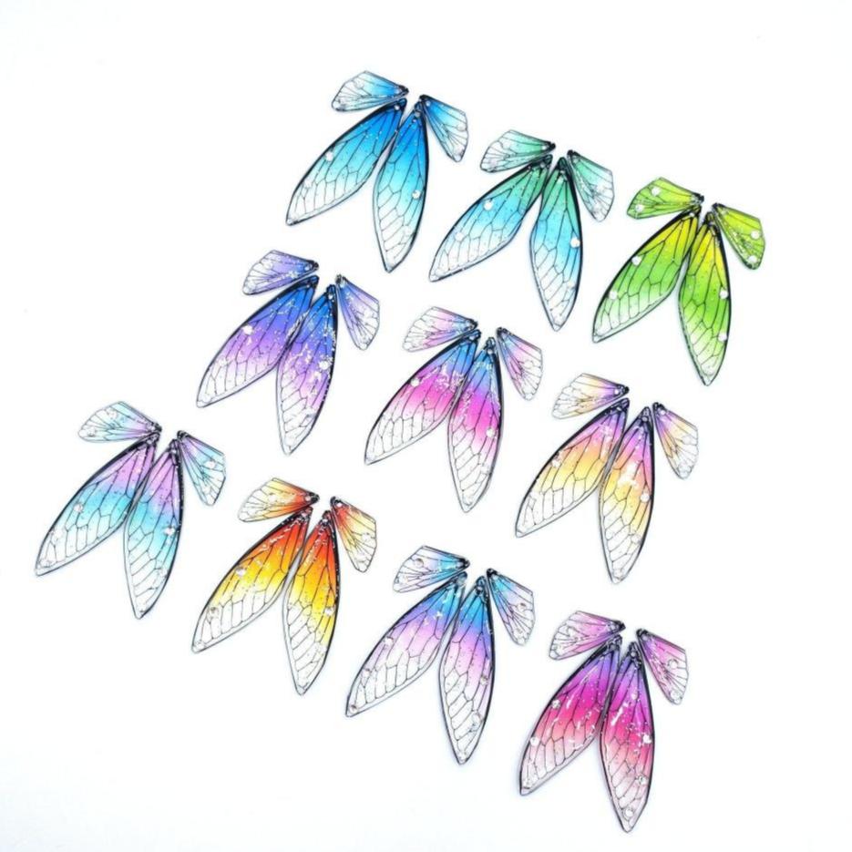 Fairy Wings with Glitters and Clear Rhinestones for Crafts, Ornament and Jewelry Making (W001) - UniqueBeadsNY