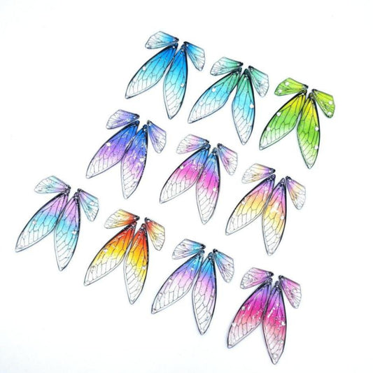 Fairy Wings with Glitters and Clear Rhinestones for Crafts, Ornament and Jewelry Making (W001) - UniqueBeadsNY