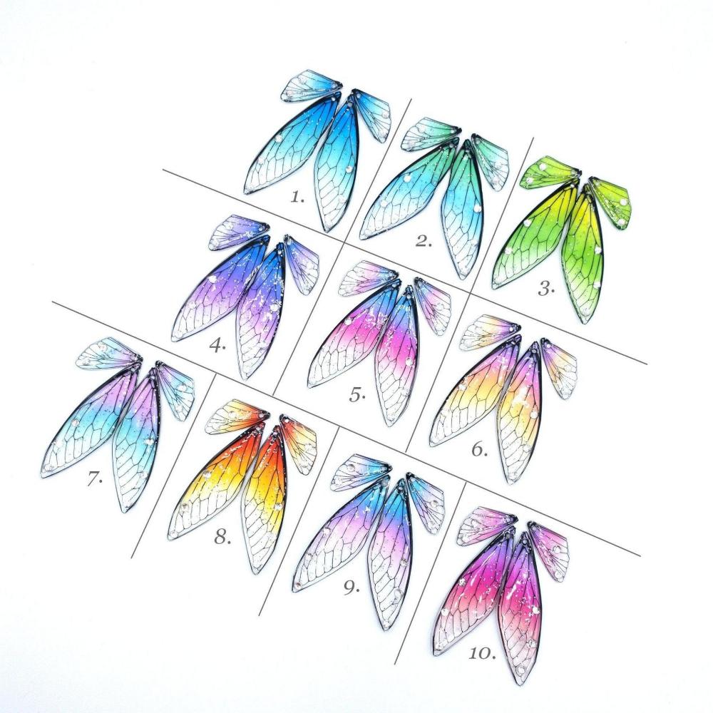 Fairy Wings with Glitters and Clear Rhinestones for Crafts, Ornament and Jewelry Making (W001) - UniqueBeadsNY