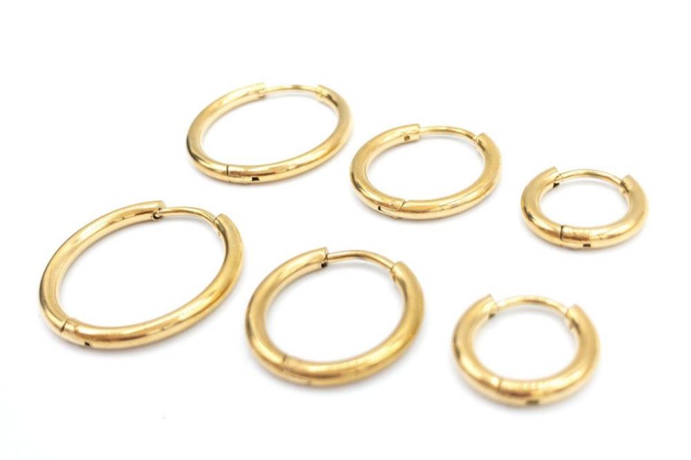 Huggie Hoop One-Touch Surgical Stainless Steel Earrings, Dark Silver Hoop Earrings, Sleeper Earrings, Retail & Wholesale (STER-0017S) - UniqueBeadsNY