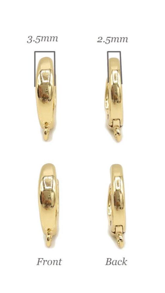 Huggie Hoop Earring Findings in 18K Gold Plating, One-Touch Hoop with Attachment Ring, Nickle Lead Free, Retail & Wholesale (BRSSER-0023G) - UniqueBeadsNY