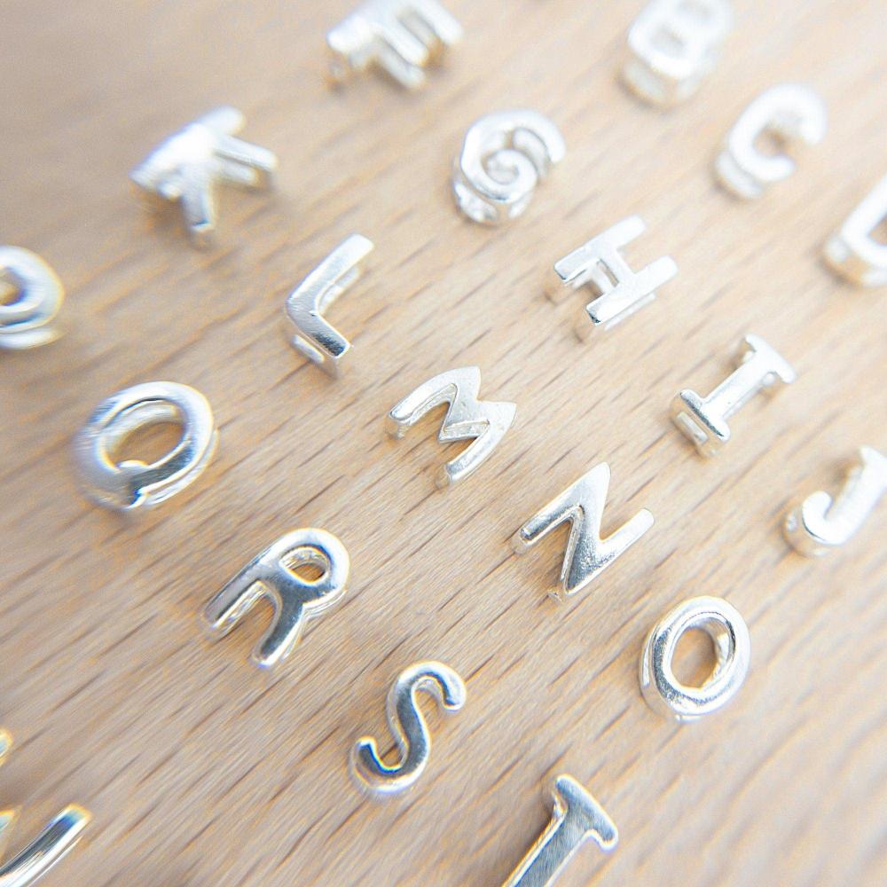 Alphabet Charms, 925 Sterling Silver Alphabet Beads, Initial letter Beads for Jewelry Making, Small Letter Pendants for bracelet (P007-S) - UniqueBeadsNY