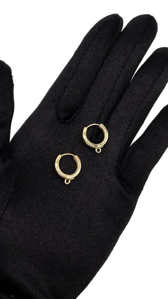 Huggie Hoop Earring Findings in 18K Gold Plating, One-Touch Hoop with Attachment Ring, Nickle Lead Free, Retail & Wholesale (BRSSER-0023G) - UniqueBeadsNY