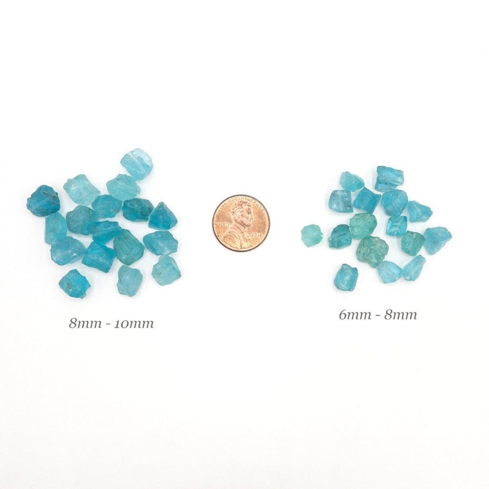 Raw BLUE APATITE Gemstone, Dainty Healing Gemstone , 1mm Hole Center Drill, Throat Chakra, Loose Gemstone Retail & Wholesale (G27RAW-C) - UniqueBeadsNY