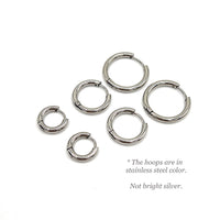 Huggie Hoop One-Touch Surgical Stainless Steel Earrings, Dark Silver Hoop Earrings, Sleeper Earrings, Retail & Wholesale (STER-0017S)