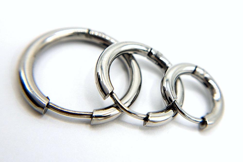 Huggie Hoop One-Touch Surgical Stainless Steel Earrings, Dark Silver Hoop Earrings, Sleeper Earrings, Retail & Wholesale (STER-0017S) - UniqueBeadsNY