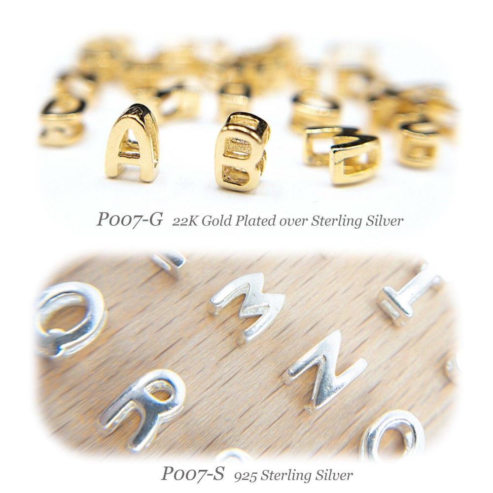 Alphabet Charms, 925 Sterling Silver Alphabet Beads, Initial letter Beads for Jewelry Making, Small Letter Pendants for bracelet (P007-S) - UniqueBeadsNY