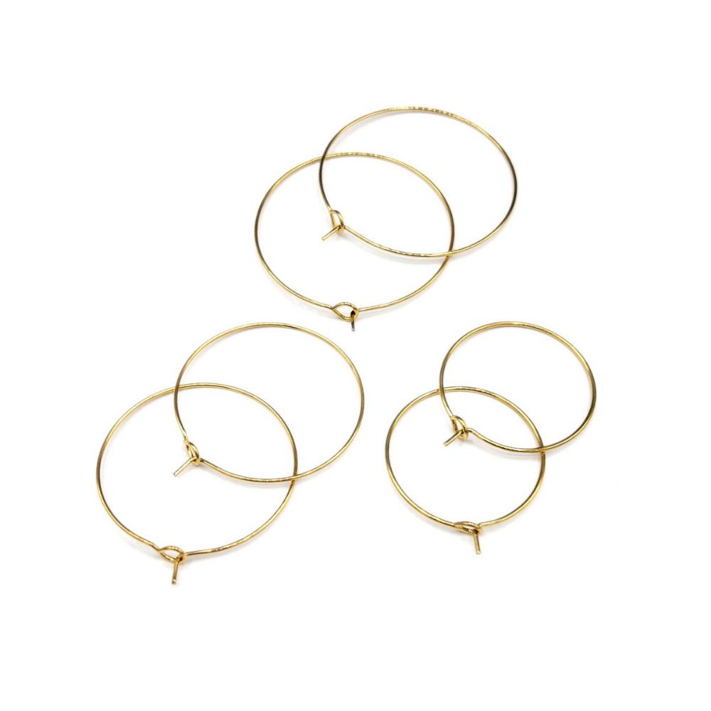 Wire Hoop 316 Surgical Stainless Steel Earring Wire Finding in Gold Plating, Wine Glass Rings Markers, Retail & Wholesale (STER-0020G) - UniqueBeadsNY