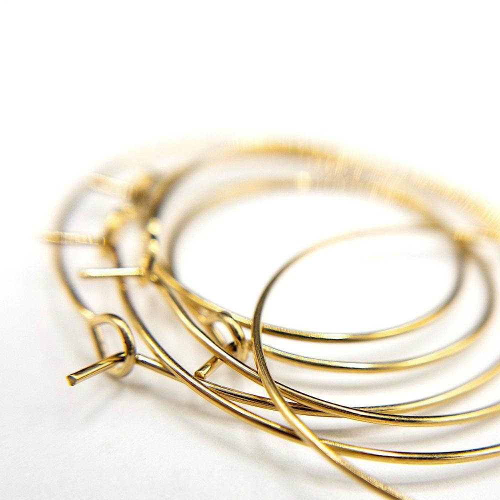 Wire Hoop 316 Surgical Stainless Steel Earring Wire Finding in Gold Plating, Wine Glass Rings Markers, Retail & Wholesale (STER-0020G) - UniqueBeadsNY