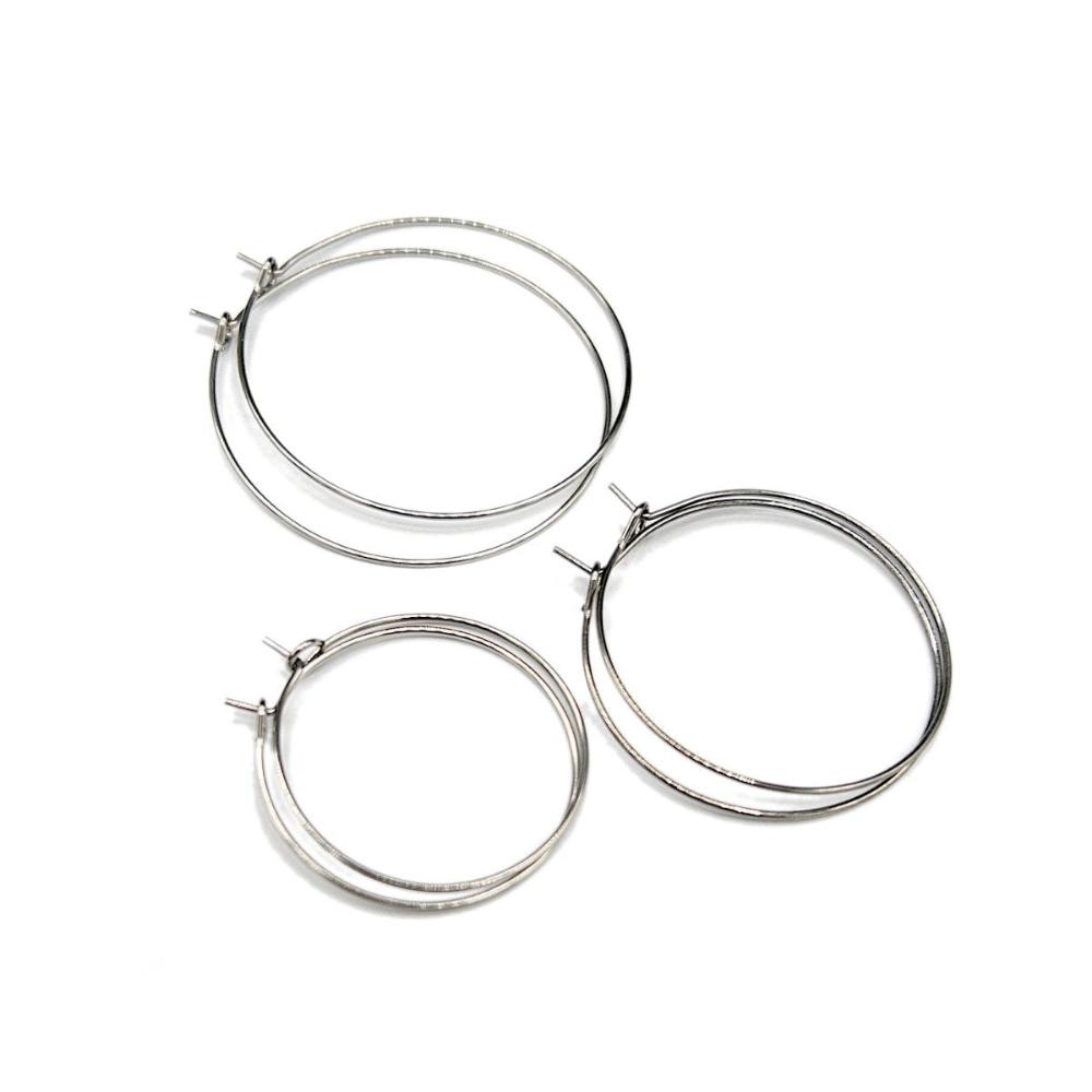Wire Hoop 316 Surgical Stainless Steel Earring Wire Finding in Dark Silver Color, Wine Glass Rings Markers, Retail & Wholesale (STER-0020S) - UniqueBeadsNY