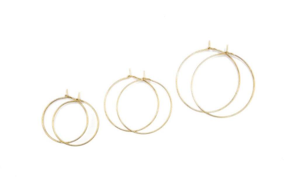 Wire Hoop 316 Surgical Stainless Steel Earring Wire Finding in Gold Plating, Wine Glass Rings Markers, Retail & Wholesale (STER-0020G) - UniqueBeadsNY