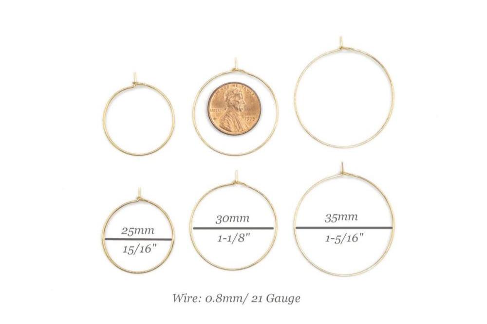 Wire Hoop 316 Surgical Stainless Steel Earring Wire Finding in Gold Plating, Wine Glass Rings Markers, Retail & Wholesale (STER-0020G) - UniqueBeadsNY