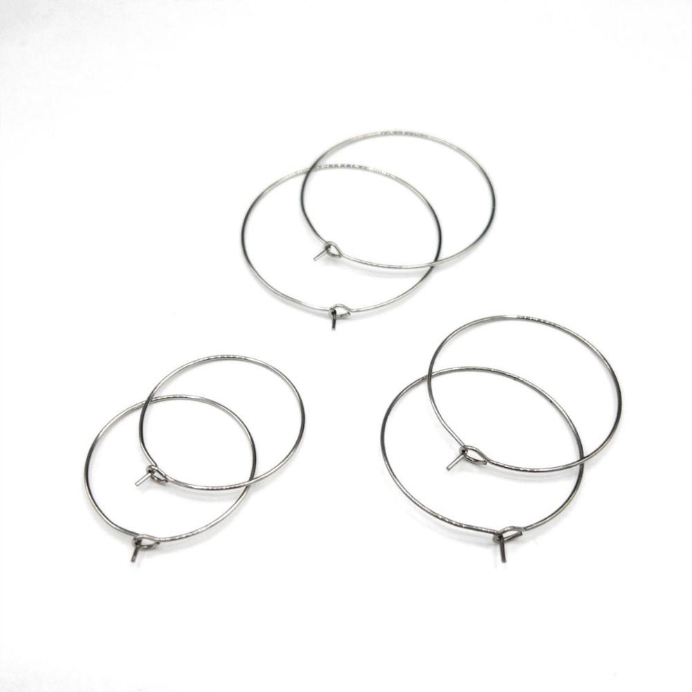 Wire Hoop 316 Surgical Stainless Steel Earring Wire Finding in Dark Silver Color, Wine Glass Rings Markers, Retail & Wholesale (STER-0020S) - UniqueBeadsNY