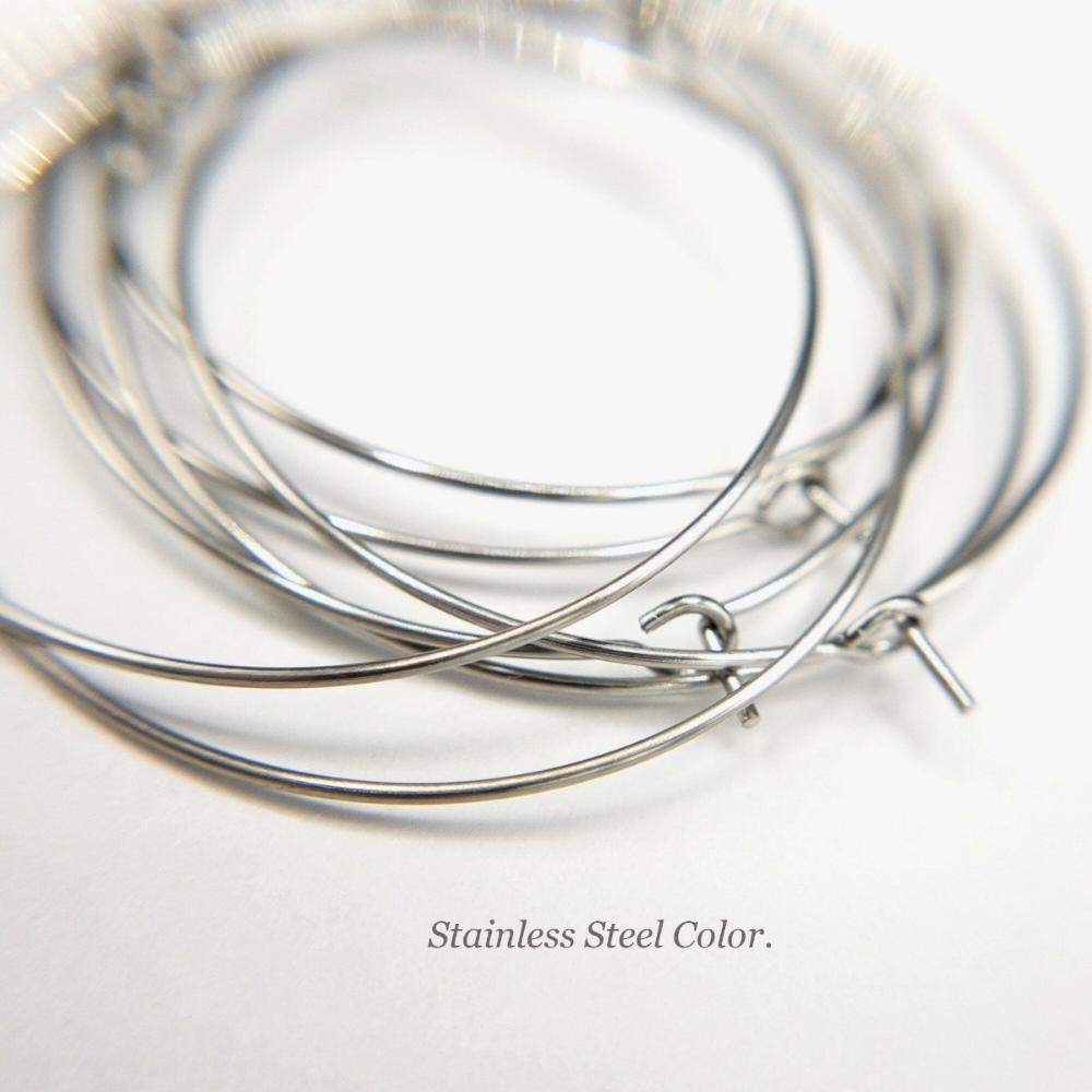 Wire Hoop 316 Surgical Stainless Steel Earring Wire Finding in Dark Silver Color, Wine Glass Rings Markers, Retail & Wholesale (STER-0020S) - UniqueBeadsNY