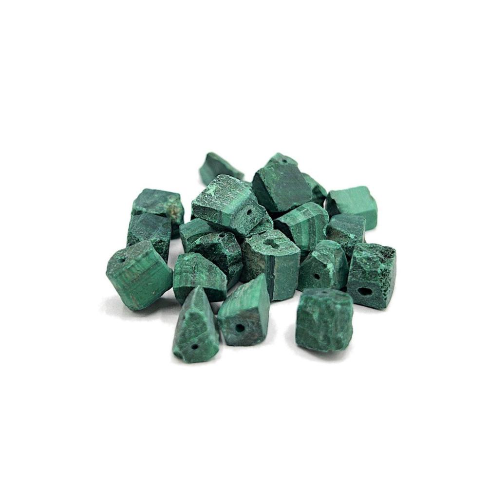 Raw MALACHITE Gemstone, 1mm Hole Center Drill, Heart Chakra Healing Stone, Loose Dainty Gemstone Retail & Wholesale (G32RAW) - UniqueBeadsNY