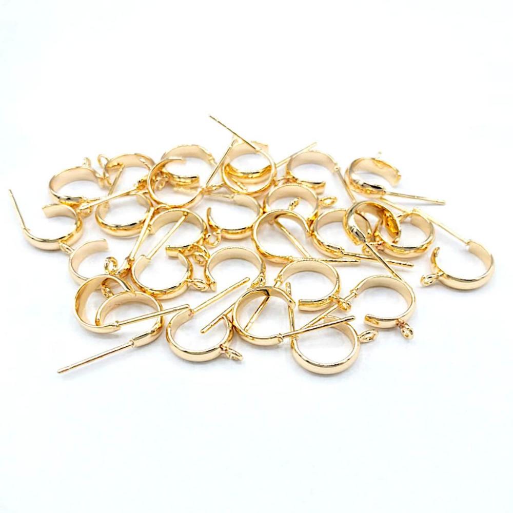 Small Half-Hoop Earring Findings in 18K Gold Plating with Attachment Ring, Nickel Lead Free & Hypoallergenic Earring Component (BRER0024) - UniqueBeadsNY