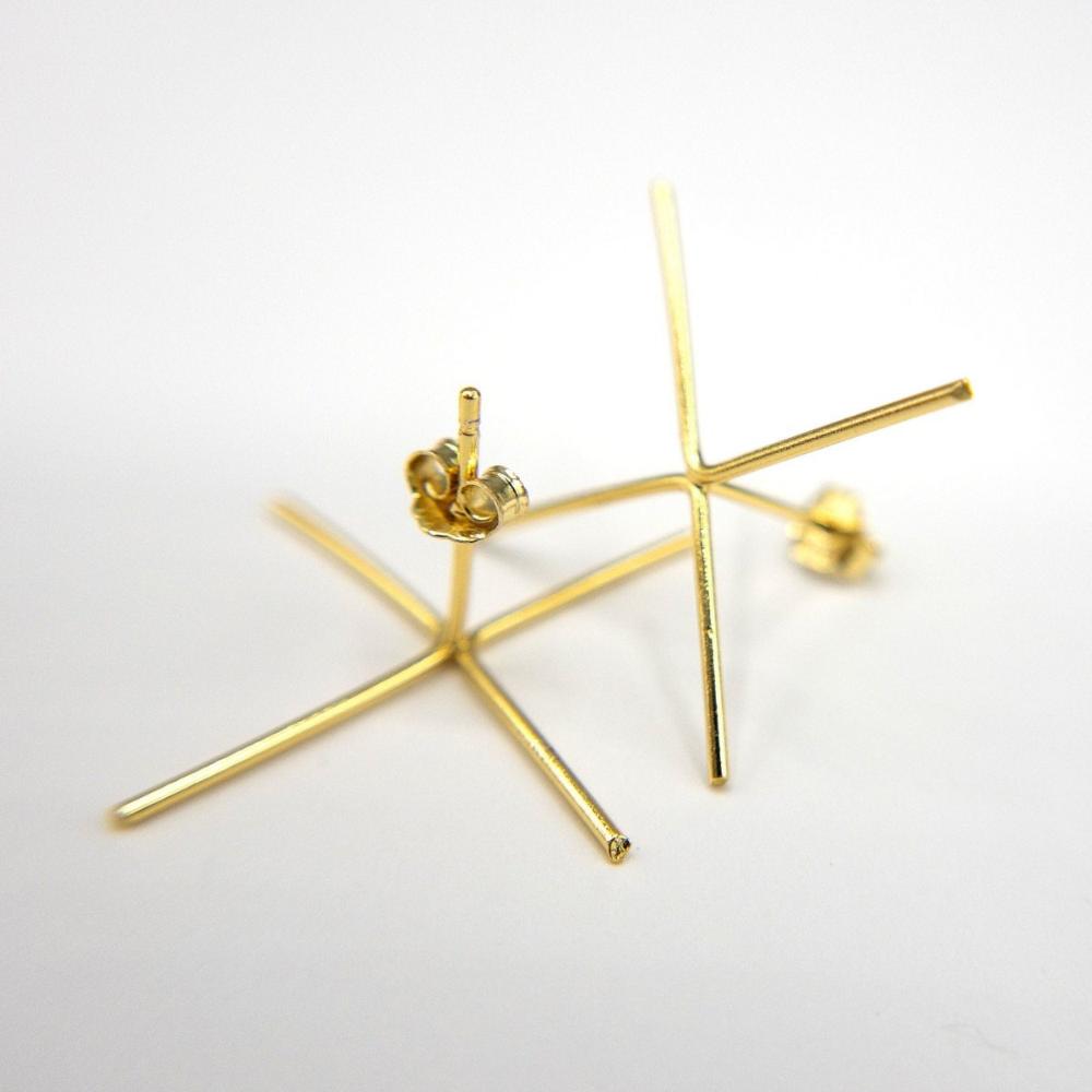 Jewelry Setting Blank for Earring Making, Handmade 4 Prong Claw Earring Setting for Irregular Stones, Sterling Silver/ 18K Gold Plated PS004 - UniqueBeadsNY